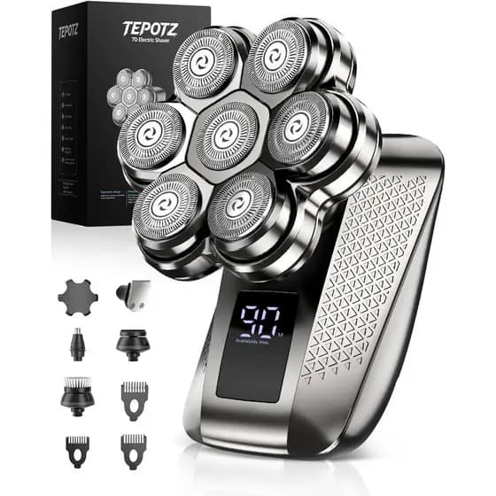 Aparelhos de Barbear 7D para Homens Carecas, Aparelho de Barbear Elétrico à Prova d'Água para Uso Úmido ou Seco para Hom