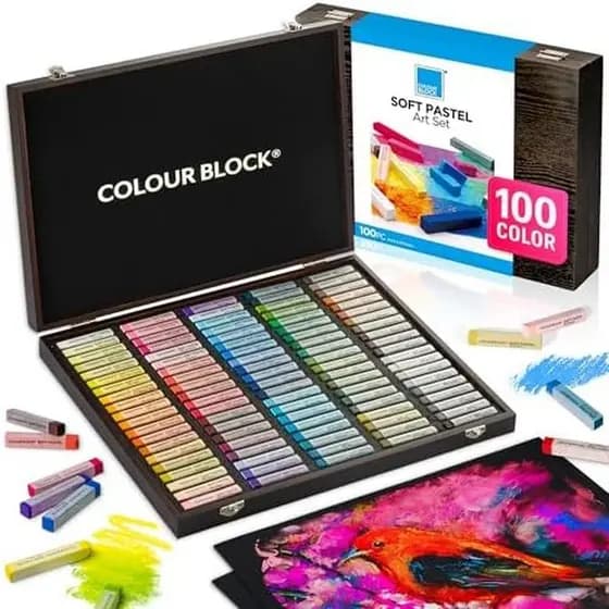 Color BLOCK Pastéis Macios Para Artistas-Conjunto De Arte Em Com Giz Quadrado De 80 Cores Caixa De Carbono-Kit Pigmentos