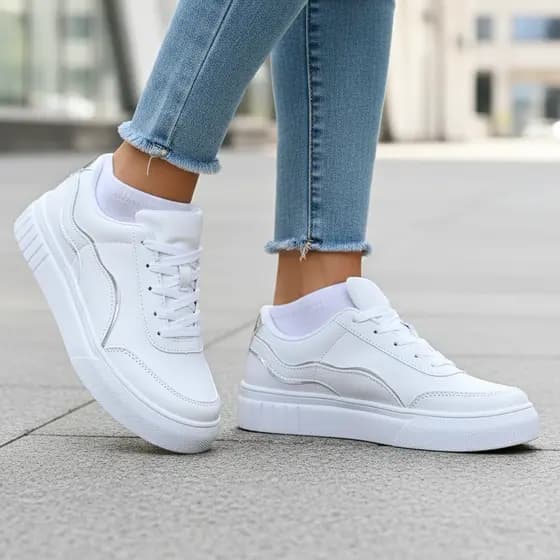 Tênis Plataforma Feminino Casual Tênis Feminino Casual Branco Lançamento Macio Conofortável