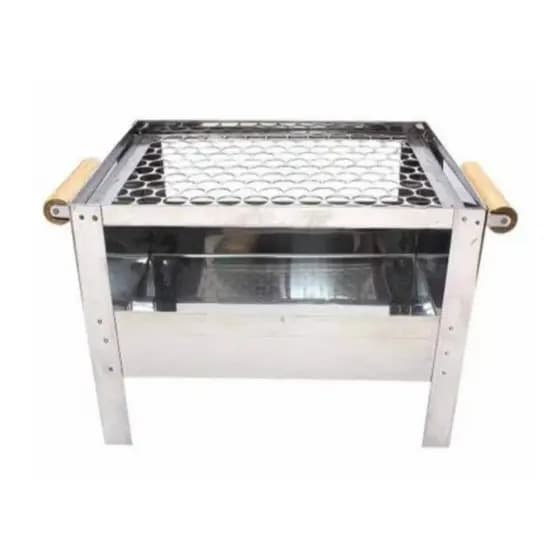 Mini Churrasqueira Pequena Portátil De Inox A Carvão