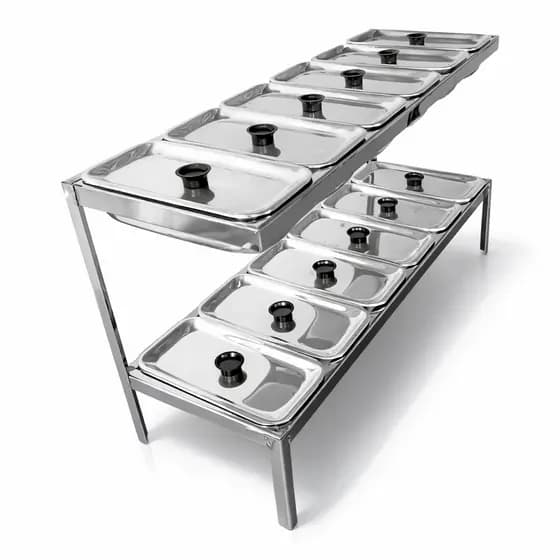 Condimentadora Grande de Inox 12 Cubas 2 Andares Profissional Para Bancada