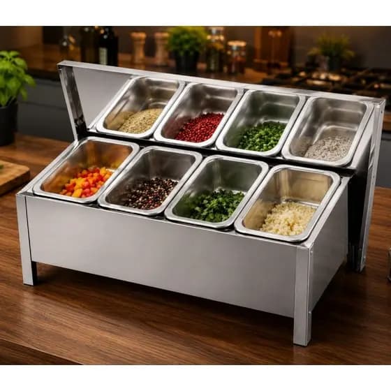 Condimentadora 4 Cubas Pequena 750ml De inox Profissional Para Bancada