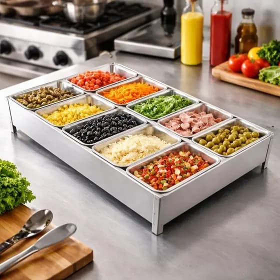 Condimentadora De Inox Grande 10 Cubas 750ml Cozinha Profissional