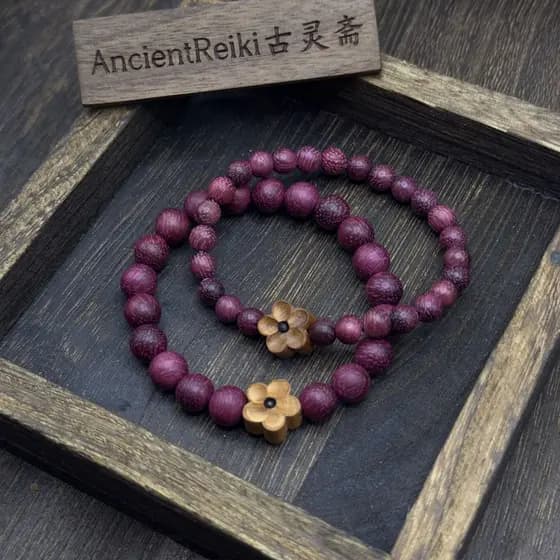 Estilo chinês Retro sândalo novo estilo flor de pêssego pulseira Natural estudante rosário pulseira feminino contas de b