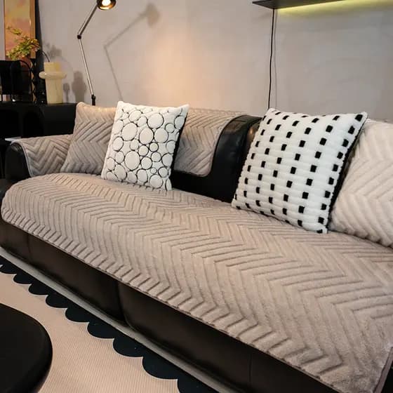Monet outono inverno grosso pelúcia sofá almofada High-End simples cor sólida almofada antiderrapante sofá toalha capa p