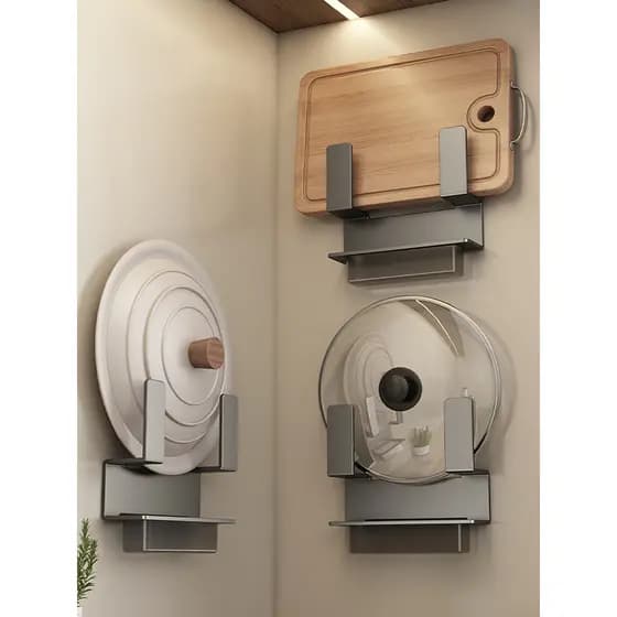 Bandeja de gotejamento sem perfuração, tampa de pote, rack de drenagem de cozinha, placa de corte montada na parede, rac