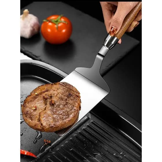 Espátula de fritura de aço inoxidável, panqueca, ferramenta de frutas, bife, Teppanyaki, espátula plana, ovo frito, panq