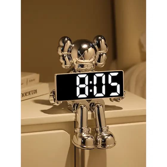 Luz de luxo urso violento relógio Desktop colocação sala estar quarto doméstico relógio eletrônico pequeno despertador