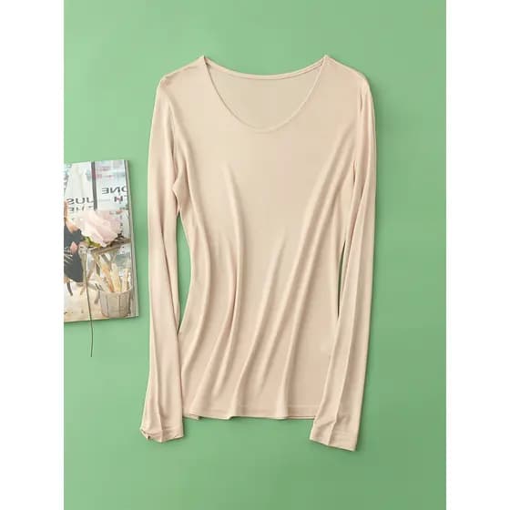 Outono inverno estilo seda quente em torno do pescoço de manga comprida camisa de fundo tamanho grande simples cor sólid