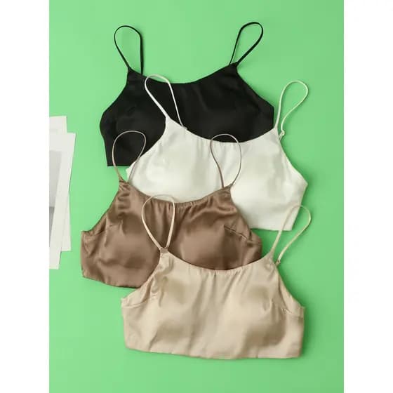 Fino cetim de seda amoreira estilingue bonito tubo traseiro sutiã superior sem anel de aço brilhante sem costura roupa i