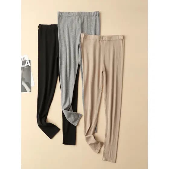 Outono inverno estilo seda amoreira lã de seda calças térmicas Leggings calças compridas versão espessada pele-amigável