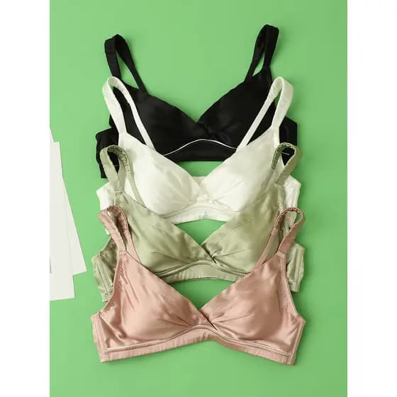 19Mmi seda amoreira cetim de seda confortável respirável brilhante sem costura sem anel de aço roupa interior sutiã verã