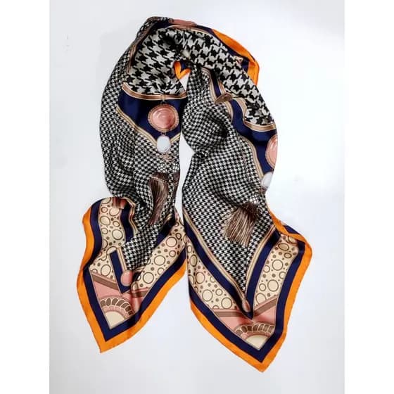 Seda amoreira Natural pele-amigável clássico palácio Houndstooth corrente 106cm grande xale cachecol mão-encaraçado lenç