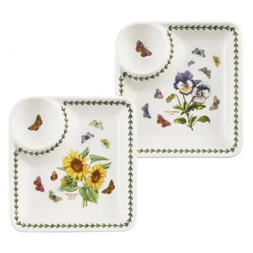 Dumpling Plate Set 2pcs, Floral Ceramic Dish