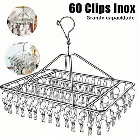 Varal 60/40/20/10/8 Clips Inox Prendedores Roupa Bebe Calcinha Cueca Dobrável Inox-YJ1