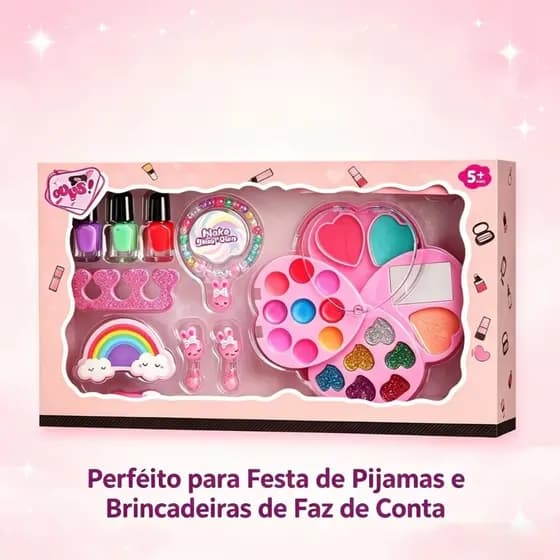 Conjunto De Maquiagem Infantil Em Formato De Coração , Não Tóxico E Lavável Para Meninas