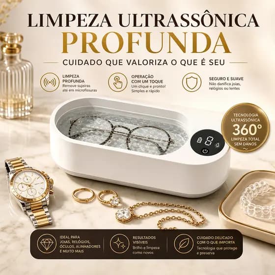 Limpador Ultrassônico Para Óculos Jóias Relógios, Multifuncional Alta Frequência Portátil