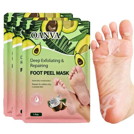 Máscara FootPeel para Esfoliação e Remoção de Pele Morta com Óleo de Coco e Óleo de Abacate