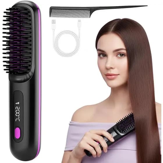 GoBrushPro para Cabelos Curtos - Escova Alisadora Sem Fio Aprimorada para o Dia das Mães 2026 com Aquecimento Rápido, 3