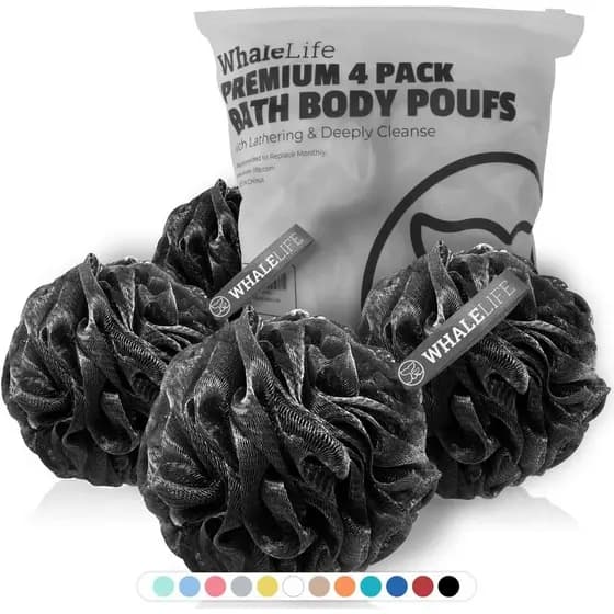 WhaleLife Esponjas de Banho Loofah - Esponja de Banho Esfoliante Suave para Espuma Rica, Esfoliador Corporal de Malha Du