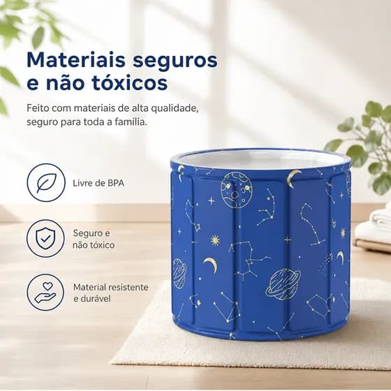Banheira Dobrável SPA Adulto Portátil 70cm 254L Ofurô Reforçada com Drenagem Rápida
