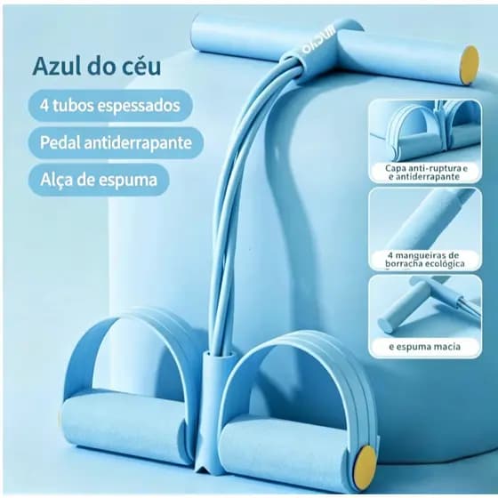 Elástico com Pedal Para Exercícios, Pull Trainer para Abdominais, Glúteos e Musculação em Casa