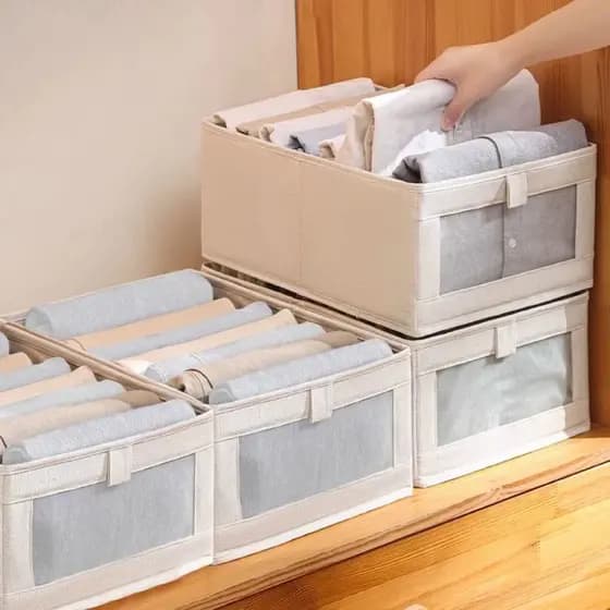 Cesto Organizador de Guarda-Roupas + Caixa para Edredom – Organização Inteligente e Charmosa