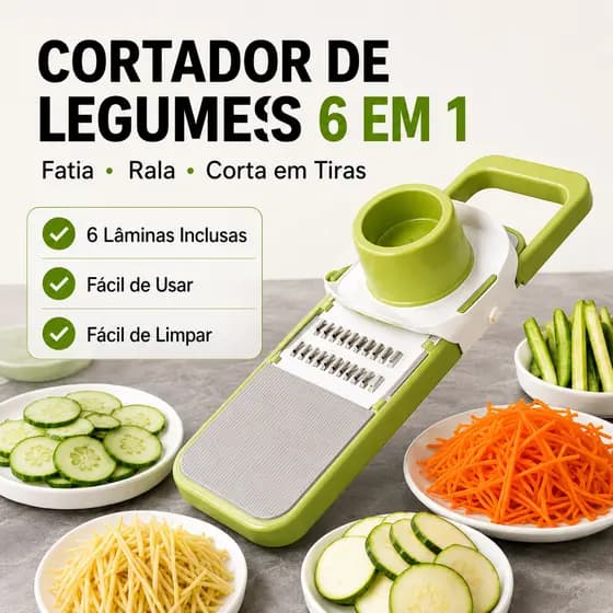 Mandoline de Cozinha Ajustável Cortador de Legumes e Frutas em Aço Inoxidável