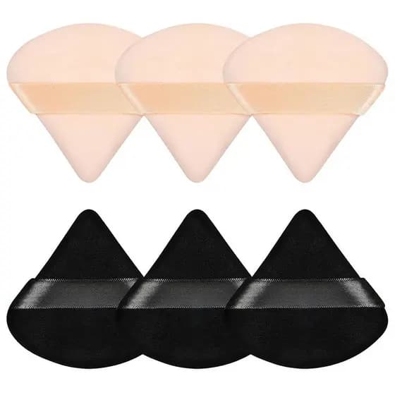 Esponja triangular para aplicação de maquiagem, esponja de pó solto flocada, esponja para aplicação de pó compacto seco.