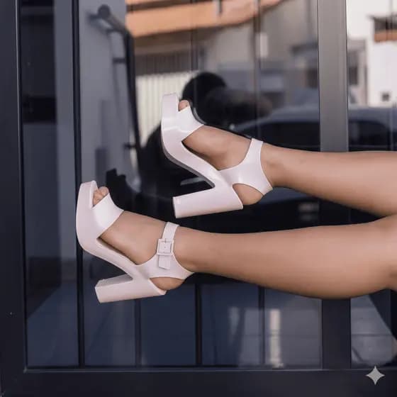 Sandália Salto Retrô Confortável Fivela 11Cm - Envio Imediato