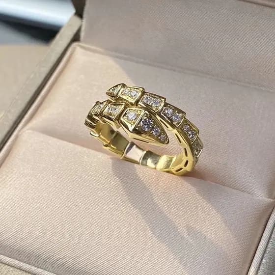 Anel ajustável de cobra búlgara, anel de cobra venenosa com diamantes, anel estiloso de cobra estilo punk, novo anel de