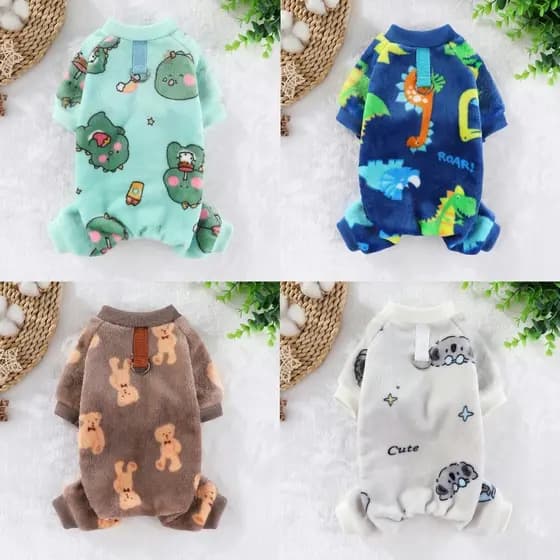 Inverno Quente Velo Cão Macacão Roupas Para Cães Pequenos Outono Quatro Pernas Pijamas Casaco De Pelúcia Chihuahua Poodl