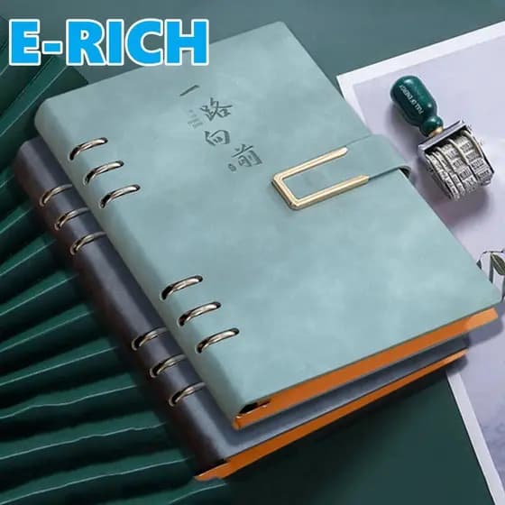 Caderno De Folhas Soltas ERICH1 , Clipe De Metal Removível , A5 De 100 , Diário De Escrita De 200 Páginas