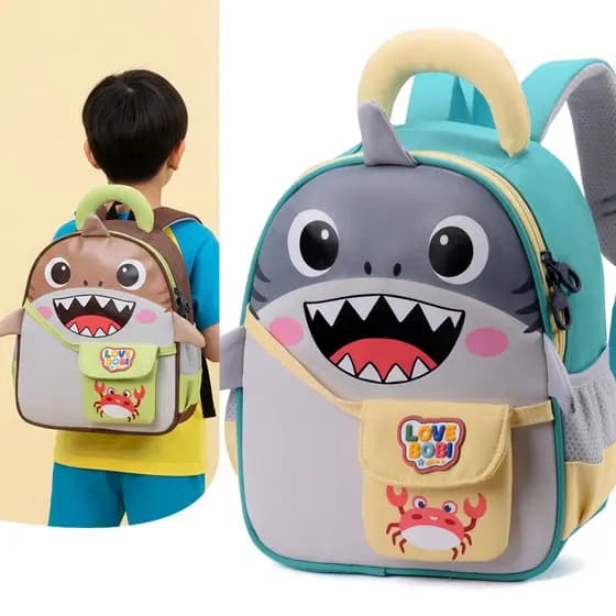 Mochila Infantil De Alta Qualidade , Bolsa Escolar Projetada Por Tubarão , De Jardim De Infância Com Design De Esquilo