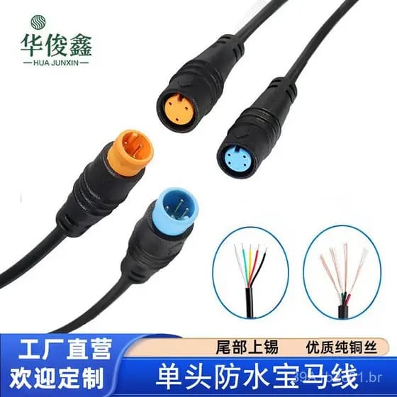 Cabo de conexão M8 4P IV macho-fêmea 8P/2P-6P/3P, cabo adaptador para veículo elétrico, cabo de alimentação à prova d'ág