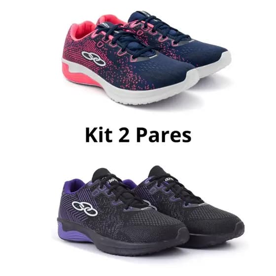 Kit 2 Pares Tênis Feminino Esportivo Academia Caminhada Corrida Treino Leve Confortável Resistente