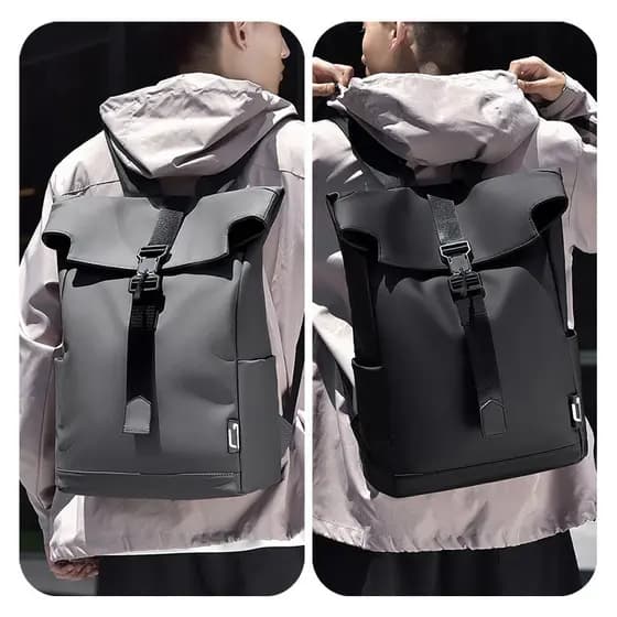 Novos homens mochila aba fivela magnética mochila de viagem