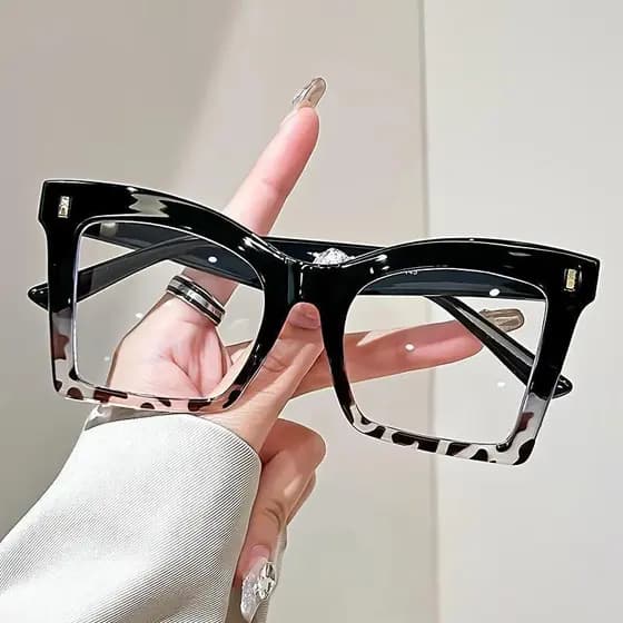 Óculos Quadrados Elegantes De Aro Completo Para Mulheres Com Armação De PC Transparente Les Fashion
