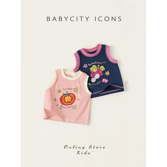 Bebê cidade meninas colete 2026 verão novo estilo crianças sem mangas costura topo feminino bebê camiseta moda roupas de
