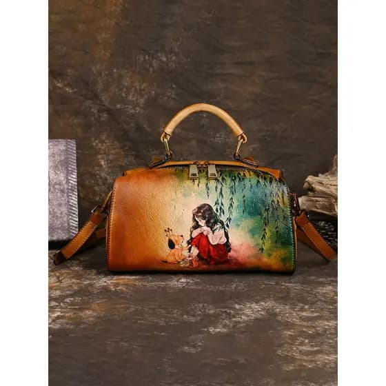 Impresso polido beleza bolsa Retro Casual feminino saco de ombro saco do mensageiro grande capacidade balde saco de cour