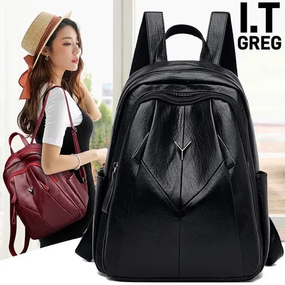 Hong Kong I.Tgrega Mochila de couro genuíno feminina versão coreana ins All-Match Mochila de viagem feminina de pele de