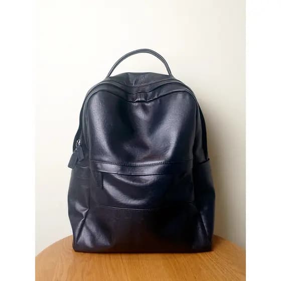 Simples negócios couro genuíno mochila masculina de grande capacidade mochila masculina primeira camada saco de escola d