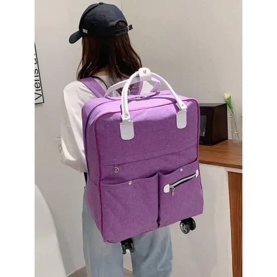 Novo estilo saco de carrinho saco de viagem grande capacidade portátil de curta distância mochila feminina leve dobrável