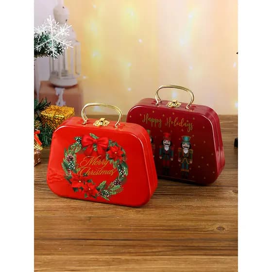 Criativo bolsa de armazenamento pequena caixa de lata decoração de natal suprimentos caixa de doces presente das criança