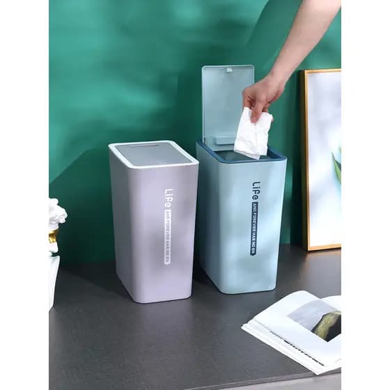 Lixeira nórdica para banheiro doméstico, com tampa, prensa de alto valor, sala de estar, cesta de papel higiênico