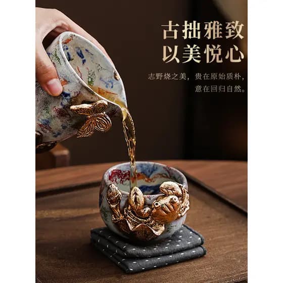 Shino-yaki xícara de chá feita à mão, copo mestre, estilo silencioso, grés, xícara de chá criativa, presente de alta qua
