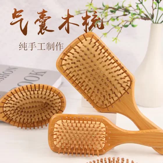 Almofada de ar pente senhoras dedicado cabelo longo Airbag pente massagem pente de bambu não-nó pente de cabelo massagem