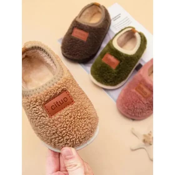 Crianças chinelos de algodão masculino outono inverno interior uso doméstico crianças meninas bebê calcanhar antiderrapa
