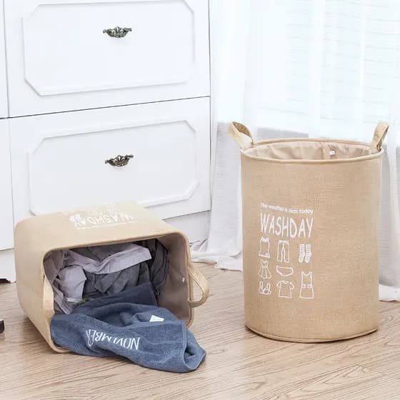 Saco de armazenamento doméstico balde dobrável de linho de algodão grande cesta de roupas sujas cesta de brinquedos dive