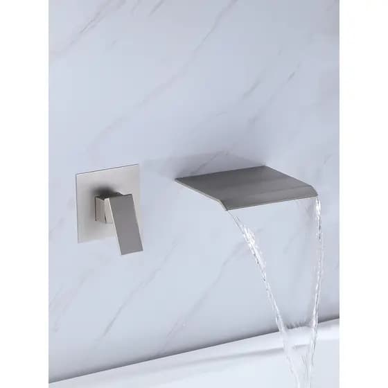 Torneira cascata para pia escondida, quente e fria, toda em cobre, lavatório de parede, alça única, banheira, preto, sim